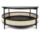 Table Basse Makoto Noir Woody Table d'Appoint Moderne Console en Métal, Bois et Cannage Noir et Naturel 40x80x80cm