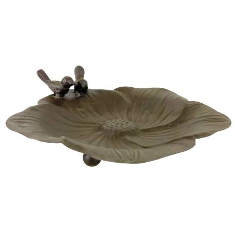 Bain d'Oiseau Mangeoire à Oiseaux Grainetier Abreuvoir Baignoire en Métal Marron 7x24,5x24,5cm