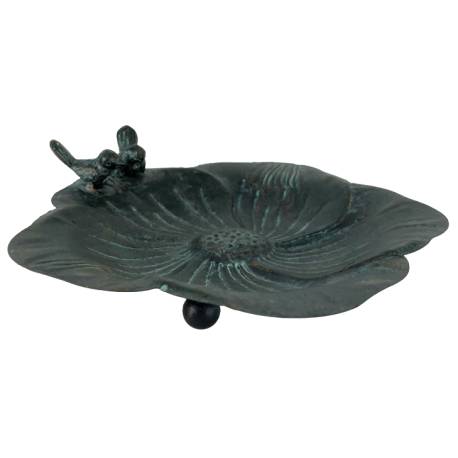 Bain d'Oiseau Mangeoire à Oiseaux Grainetier Abreuvoir Baignoire en Métal Gris Vert 7x24,5x24,5cm
