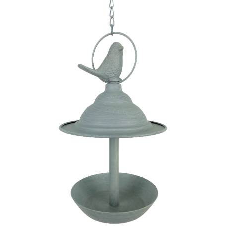 Nichoir à Oiseaux ou Maisonnette à Oisillons à Suspendre en Fer Patiné Gris 17x17x71cm
