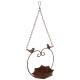 Bain à Oiseau Nichoir Mangeoire Oiseaux Porte Pot ou Plante avec Chainette en Fer Patiné Marron 18x23x60cm