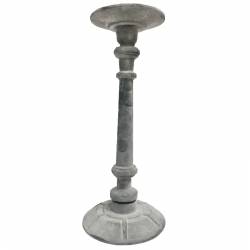 Bougeoir Unique Chandelier Simple à Poser en Fonte Patinée Grise 11x11x28cm