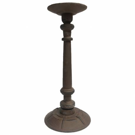 Bougeoir Unique Chandelier Simple à Poser en Fonte Patinée Marron 11x11x28cm