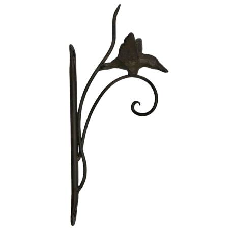 Crédence Motif Oiseaux Accroche Murale pour Lanterne Bougeoir ou Cloche en Fonte Marron 10x14x30cm