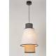 Suspension Singapour S Market Set Luminaire Moderne en Cannage Naturel et Lin Lavé Couleur Anthracite et Blanc 30x30x199,5cm