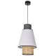 Suspension Singapour S Market Set Luminaire Moderne en Cannage Naturel et Lin Lavé Couleur Anthracite et Blanc 30x30x199,5cm