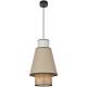 Suspension Singapour S Market Set Luminaire Moderne en Cannage Naturel et Lin Lavé Couleur Nude et Gris Clair 30x30x199,5cm