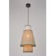 Suspension Singapour S Market Set Luminaire Moderne en Cannage Naturel et Lin Lavé Couleur Nude et Gris Clair 30x30x199,5cm