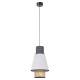 Suspension Singapour XS Market Set Luminaire Moderne en Cannage Naturel et Lin Lavé Couleur Blanc et Anthracite 22x22x186cm
