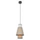 Suspension Singapour XS Market Set Luminaire Moderne en Cannage Naturel et Lin Lavé Couleur Gris Clair et Nude 22x22x186cm