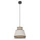 Suspension Singapour XM Market Set Luminaire Moderne en Cannage Naturel et Lin Lavé Couleur Gris Clair et Nude 30x30x173cm
