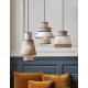 Suspension Singapour XM Market Set Luminaire Moderne en Cannage Naturel et Lin Lavé Couleur Gris Clair et Nude 30x30x173cm