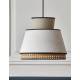 Suspension Singapour XM Market Set Luminaire Moderne en Cannage Naturel et Lin Lavé Couleur Gris Clair et Nude 30x30x173cm