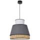 Suspension Singapour M Market Set Luminaire Moderne en Cannage Naturel et Lin Lavé Couleur Blanc et Anthracite 40x40x187,5cm