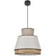 Suspension Singapour M Market Set Luminaire Moderne en Cannage Naturel et Lin Lavé Couleur Gris Clair et Nude 40x40x187,5cm