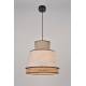 Suspension Singapour M Market Set Luminaire Moderne en Cannage Naturel et Lin Lavé Couleur Gris Clair et Nude 40x40x187,5cm