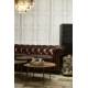 Canapé Chesterfield 3 Places Chocolat Signature Sofa Vintage Assise de Salon en Cuir Couleur Chocolat 77x96x223cm