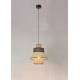 Suspension Singapour XML Market Set Luminaire Moderne en Cannage Naturel et Lin Lavé Couleur Amande et Anthracite 30x30x182cm