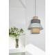 Suspension Singapour XML Market Set Luminaire Moderne en Cannage Naturel et Lin Lavé Couleur Amande et Anthracite 30x30x182cm
