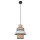Suspension Singapour XML Market Set Luminaire Moderne en Cannage Naturel et Lin Lavé Couleur Gris Clair et Nude 30x30x182cm