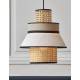 Suspension Singapour XML Market Set Luminaire Moderne en Cannage Naturel et Lin Lavé Couleur Gris Clair et Nude 30x30x182cm