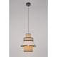 Suspension Singapour XML Market Set Luminaire Moderne en Cannage Naturel et Lin Lavé Couleur Gris Clair et Nude 30x30x182cm