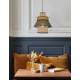 Suspension Singapour XML Market Set Luminaire Moderne en Cannage Naturel et Lin Lavé Couleur Kaki et Curry 30x30x182cm