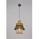 Suspension Singapour XML Market Set Luminaire Moderne en Cannage Naturel et Lin Lavé Couleur Kaki et Curry 30x30x182cm