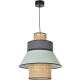 Suspension Singapour ML Market Set Luminaire Moderne en Cannage Naturel et Lin Lavé Couleur Amande et Anthracite 42x42x194cm