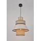 Suspension Singapour ML Market Set Luminaire Moderne en Cannage Naturel et Lin Lavé Couleur Gris Clair et Nude 42x42x194cm