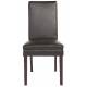 Chaise Lounge Signature Assise de Table Vintage Siège en Refente de Cuir Couleur Chocolat et Bois Marron 48x55x98cm