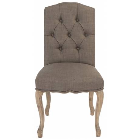 Chaise L'Arlésienne Signature Assise de Table de Charme Siège en Chêne Naturel et Tissu Couleur Taupe 52x64x100cm
