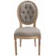 Chaise Médaillon Capitonnée Marque Signature Siège de Salle à Manger en Chêne et Tissu Gris 50x50x97cm
