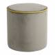 Pouf Countra Athezza Assise d'Appoint de Salon Look Rétro en Pin et Velours Taupe et Citron 40x40x40cm