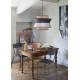 Suspension Singapour XL Market Set Luminaire Moderne en Cannage Naturel et Lin Lavé Couleur Gris Clair et Anthracite 58x58x180cm