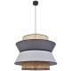 Suspension Singapour XL Market Set Luminaire Moderne en Cannage Naturel et Lin Lavé Couleur Gris Clair et Anthracite 58x58x180cm