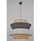 Suspension Singapour XL Market Set Luminaire Moderne en Cannage Naturel et Lin Lavé Couleur Gris Clair et Anthracite 58x58x180cm