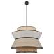 Suspension Singapour XL Market Set Luminaire Moderne en Cannage Naturel et Lin Lavé Couleur Nude et Gris Clair 58x58x180cm