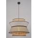 Suspension Singapour XL Market Set Luminaire Moderne en Cannage Naturel et Lin Lavé Couleur Nude et Gris Clair 58x58x180cm
