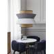 Suspension Singapour XXL Market Set Luminaire Moderne Cannage Naturel et Lin Lavé Couleur Gris Clair et Anthracite 78x78x330cm