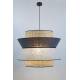 Suspension Singapour XXL Market Set Luminaire Moderne Cannage Naturel et Lin Lavé Couleur Gris Clair et Anthracite 78x78x330cm