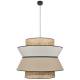 Suspension Singapour XXL Market Set Luminaire Moderne en Cannage Naturel et Lin Lavé Couleur Gris Clair et Nude 78x78x330cm
