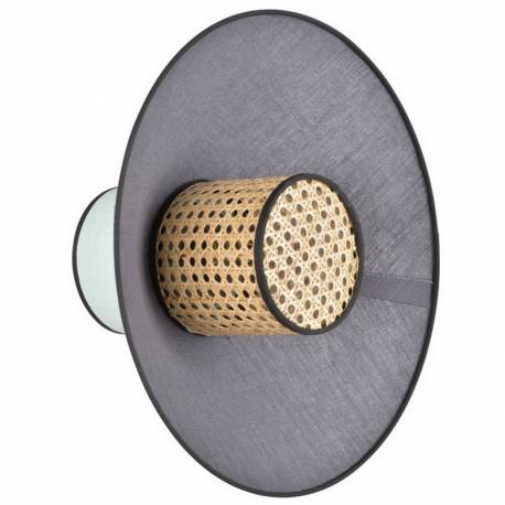 Applique Singapour Market Set Luminaire Moderne en Cannage Naturel et Lin Lavé Couleur Amande et Anthracite 40x40x40cm