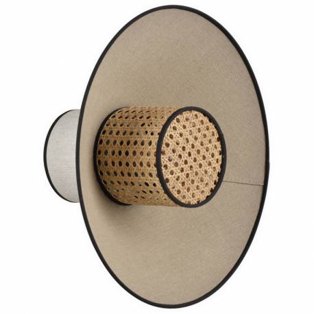 Applique Singapour Market Set Luminaire Moderne en Cannage Naturel et Lin Lavé Couleur Nude et Gris Clair 40x40x40cm