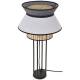 Lampe Singapour Market Set Luminaire Moderne en Métal Noir Cannage Naturel et Lin Lavé Couleur Blanc et Anthracite 30x30x56cm