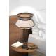 Lampe Singapour Market Set Luminaire Moderne en Métal Noir Cannage Naturel et Lin Lavé Couleur Blanc et Anthracite 30x30x56cm
