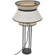 Lampe Singapour Market Set Luminaire Moderne en Métal Noir Cannage Naturel et Lin Lavé Couleur Nude et Gris Clair 30x30x56cm