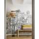 Lampadaire Singapour Market Set Luminaire Moderne Métal Noir Cannage Naturel et Lin Lavé Couleur Nude et Gris Clair 40x40x158cm