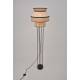 Lampadaire Singapour Market Set Luminaire Moderne Métal Noir Cannage Naturel et Lin Lavé Couleur Nude et Gris Clair 40x40x158cm