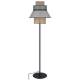 Lampadaire Extérieur Singapour Market Set Luminaire Métal Noir Cannage Naturel et Textile Couleur Sable et Algues 55x55x187cm